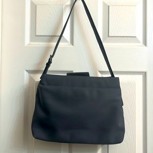 New York Coach #BOK-7412 Grey Nylon and Leather Shoulder Bag 15"L x 4"W x 9"H